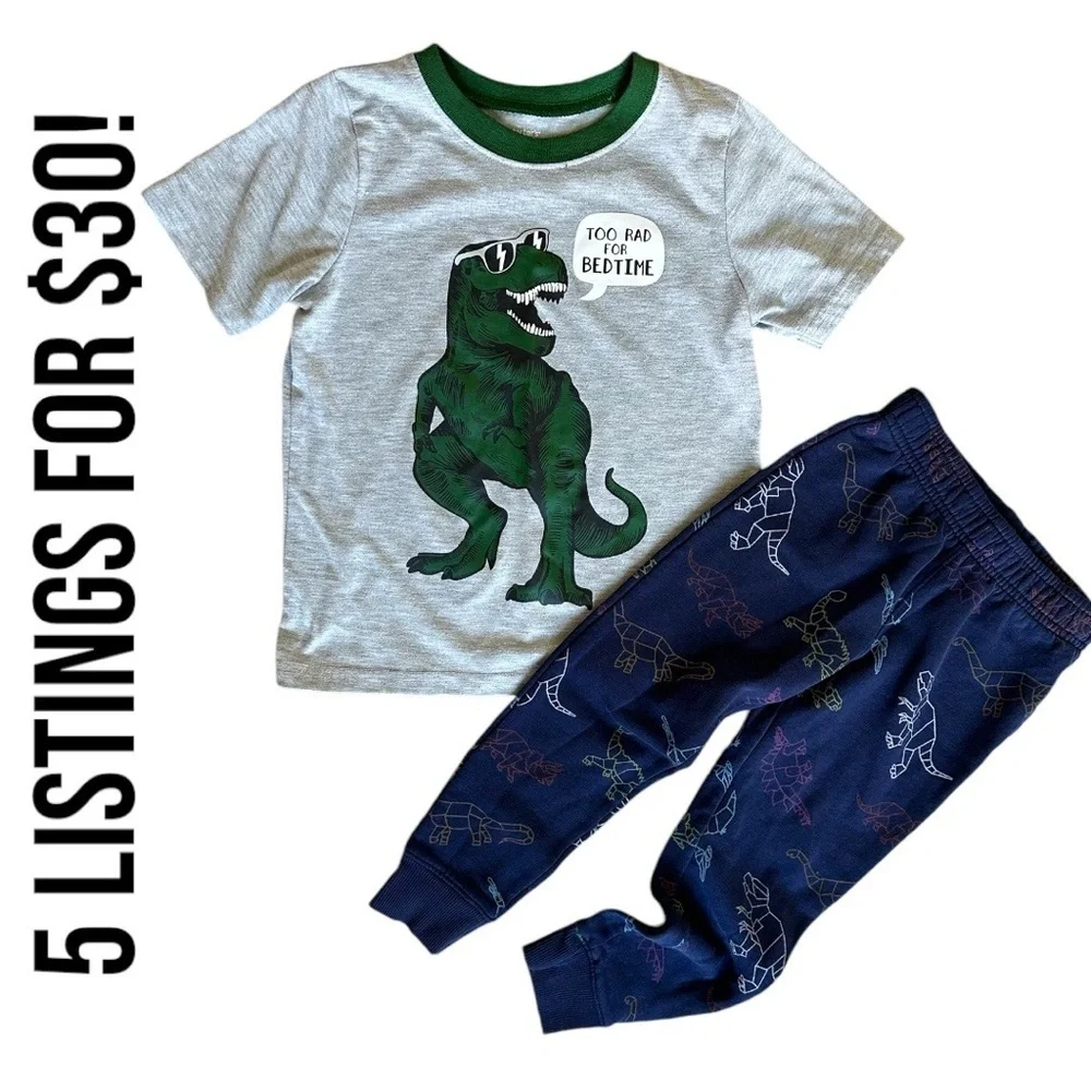 Toddler Boy Pajamas Set Dinosaur Too Rad for Bedtime Cat & Jack / Carter’s